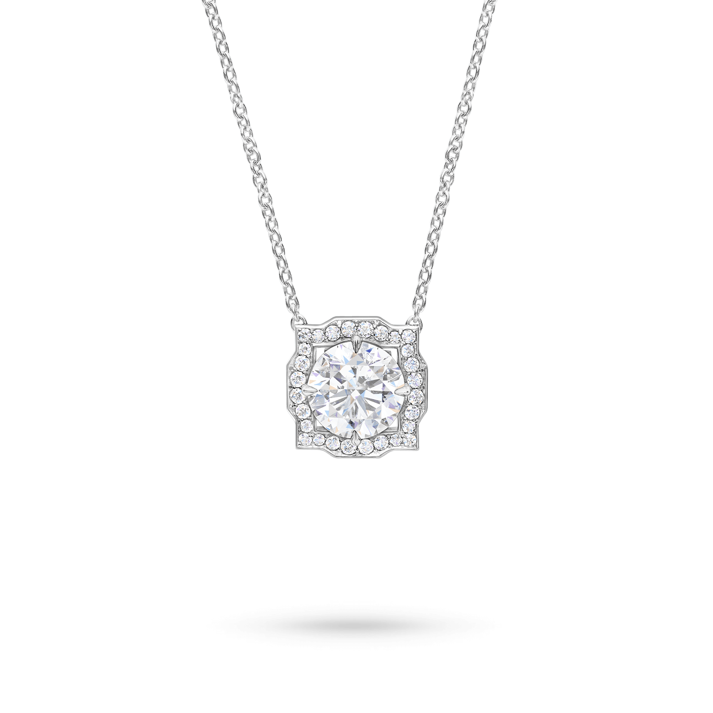 Belle Round Brilliant Diamond Micropave Pendant on a chain