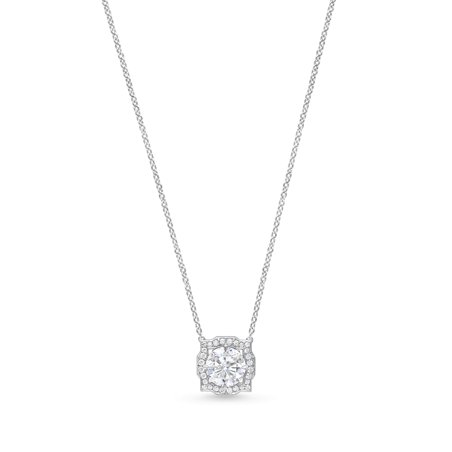 Belle Round Brilliant Diamond Micropave Pendant on a longer chain