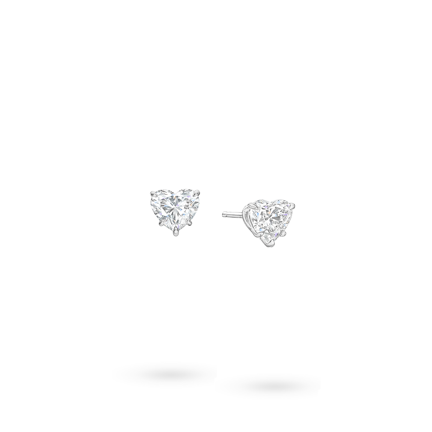 Vue en angle de la Boucles d'oreilles en diamant taille cœur
