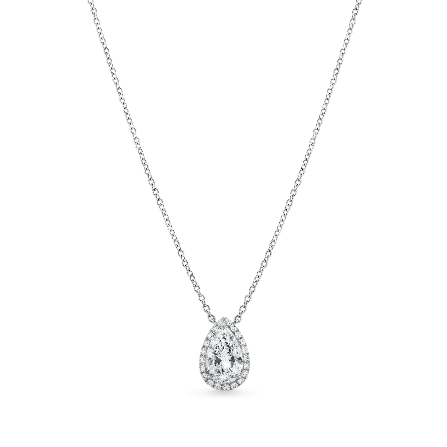 Pear-Shaped Diamond Micropavé Pendant on a longer chain