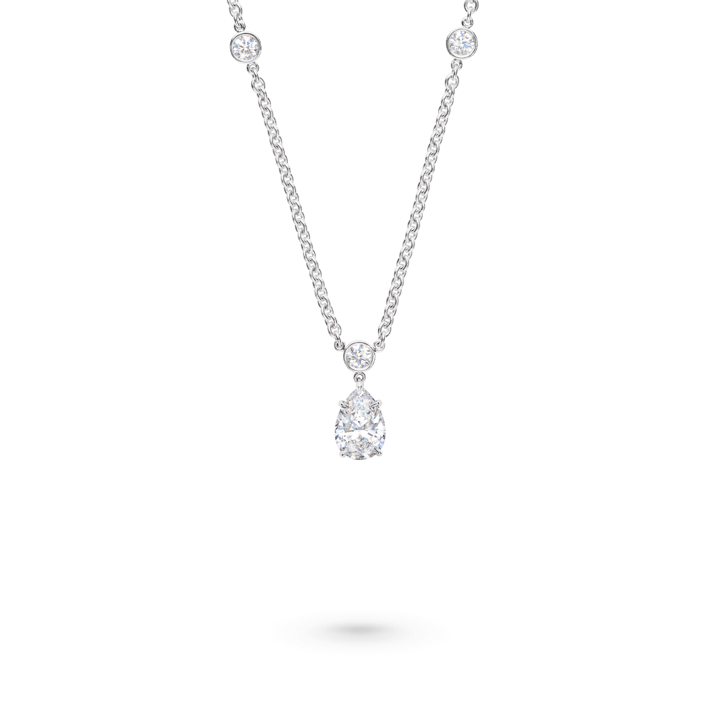 Pear-Shaped Diamond Pendant on a Rondelle Chain on a chain