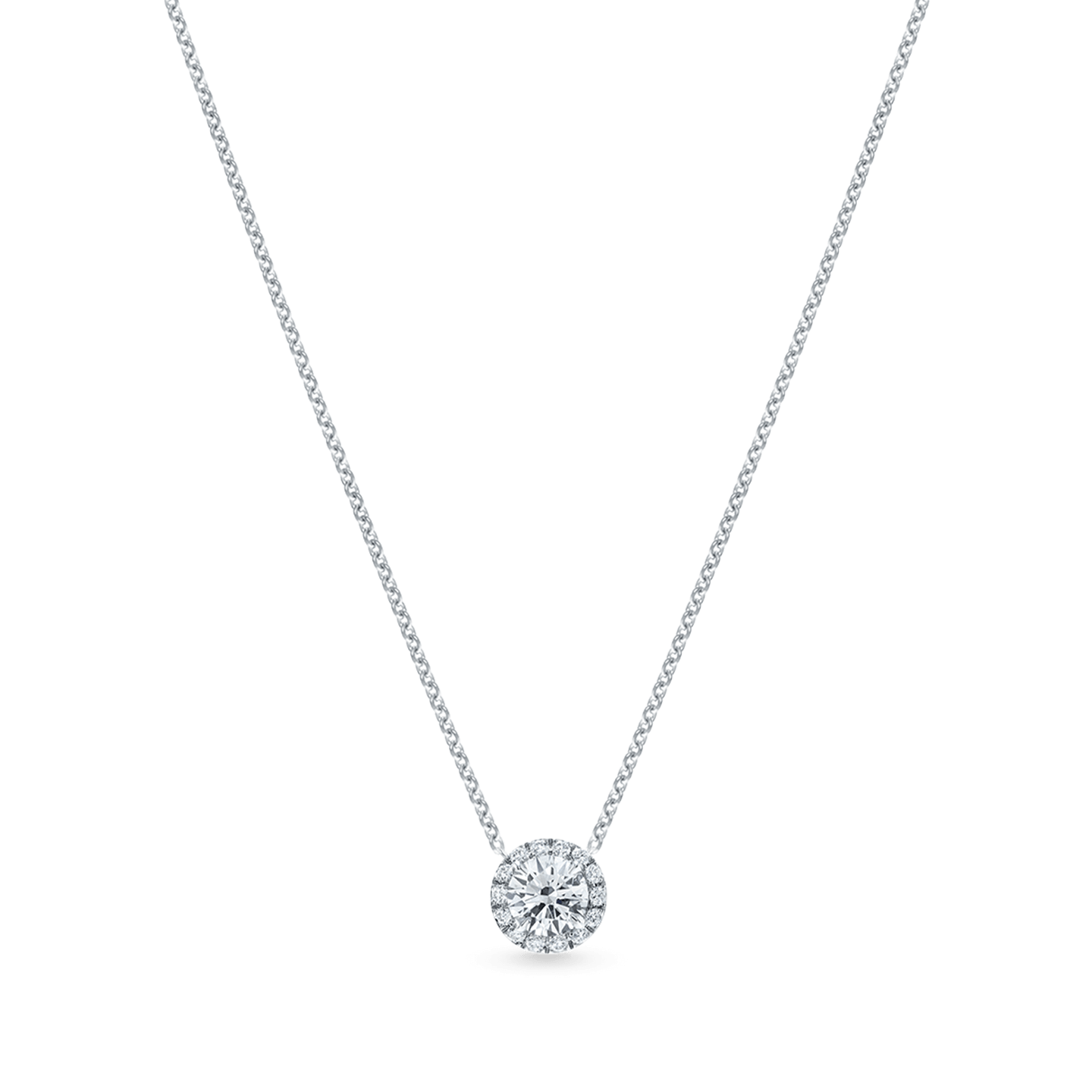 Round Brilliant Diamond Micropavé Pendant on a longer chain