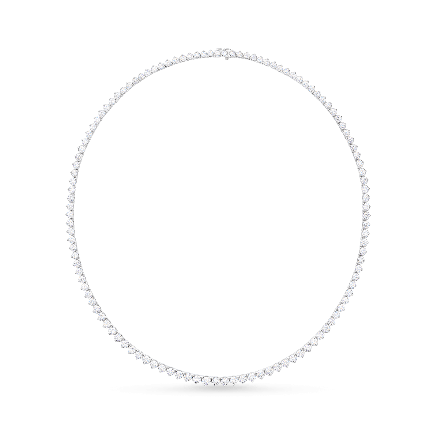 Front view of the Round Brilliant Riviere Diamond Necklace