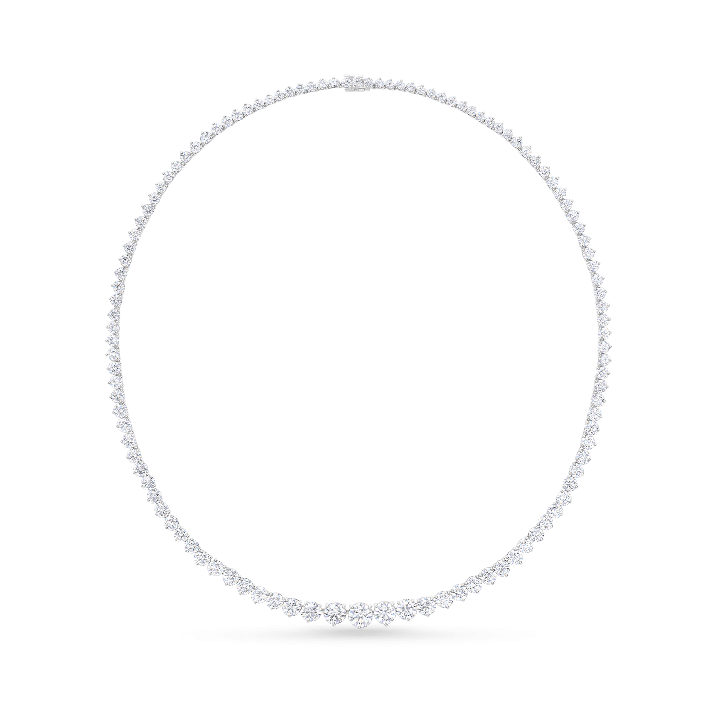 Front view of the Round Brilliant Riviere Diamond Necklace