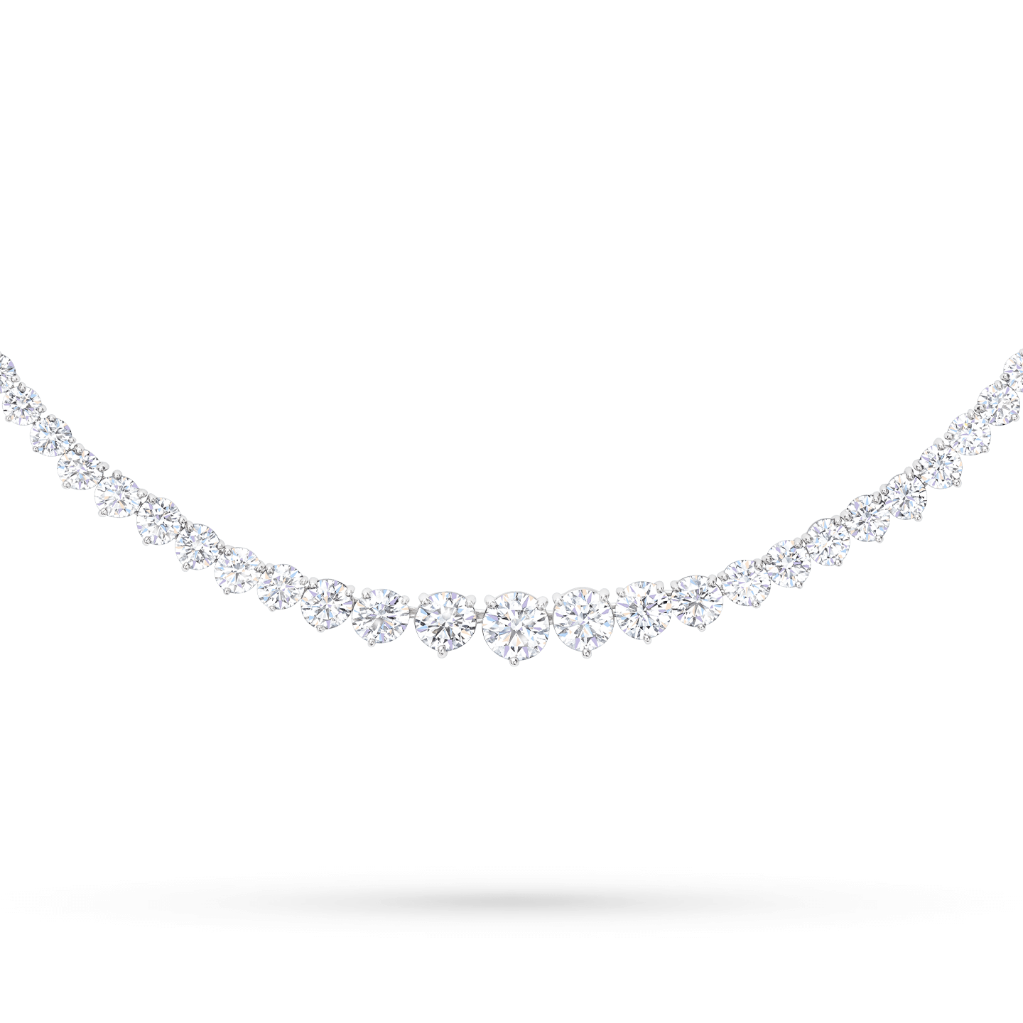Close-up view of the Round Brilliant Riviere Diamond Necklace