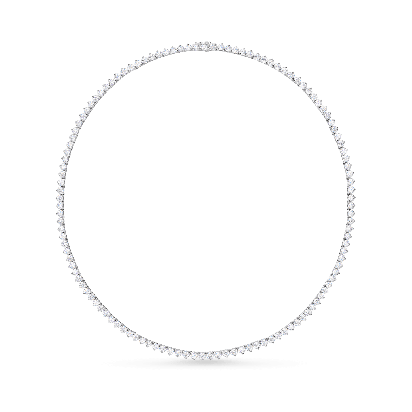 Front view of the Round Brilliant Straightline Diamond Necklace