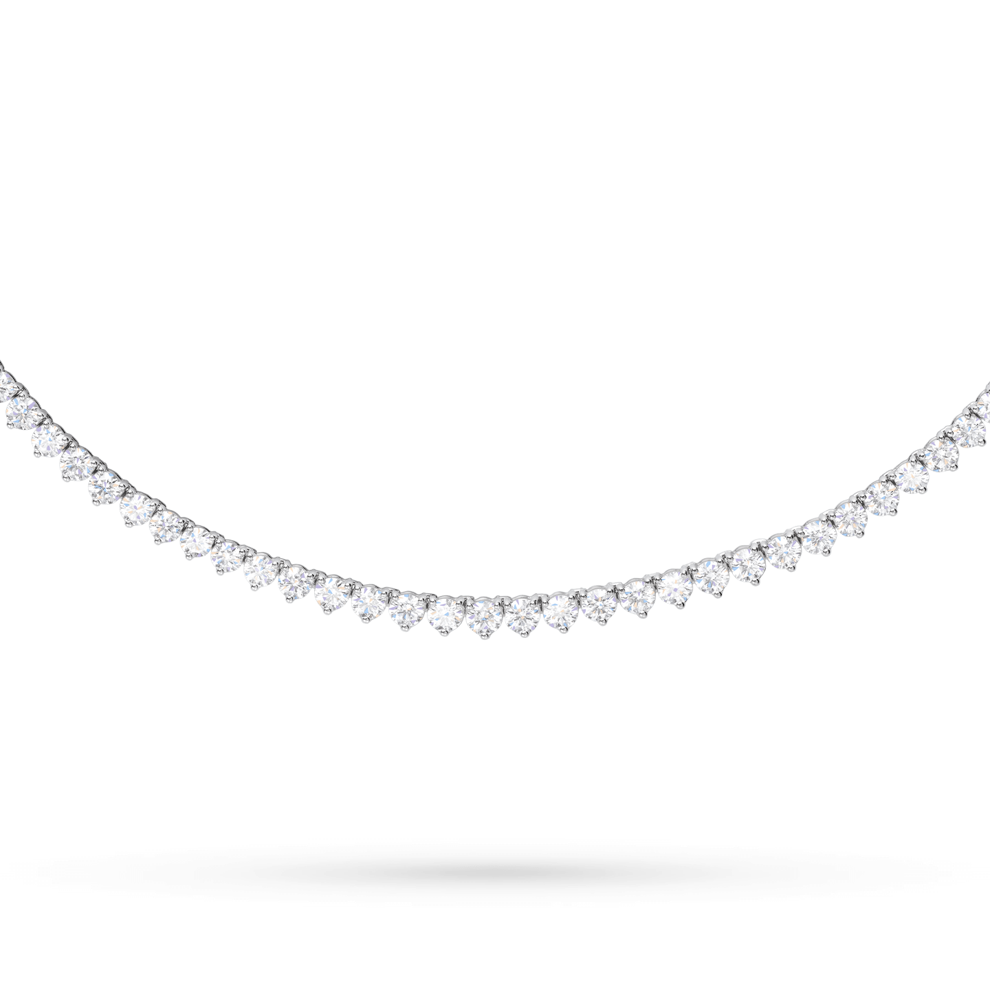 Close-up view of the Round Brilliant Straightline Diamond Necklace