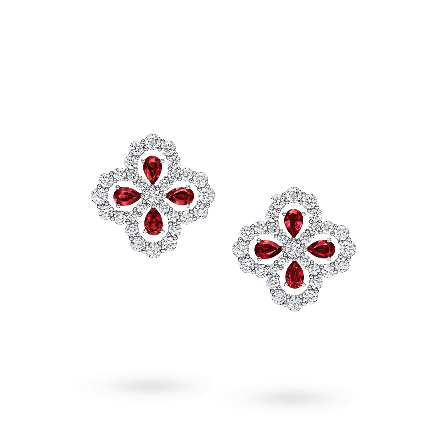 Vue de face de la Boucles d'oreilles Diamond Loop en rubis et diamant