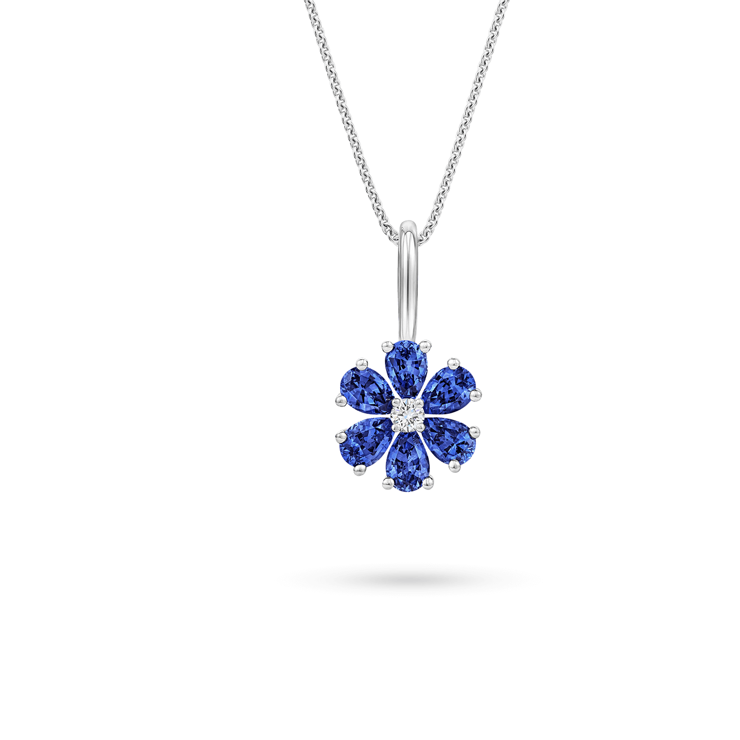 Charm Forget-Me-Not en saphir et diamant sur une chaîne