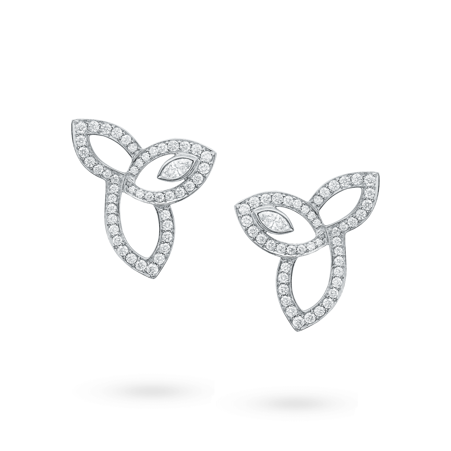 Front view of the Lily Cluster Platinum Diamond Earrings