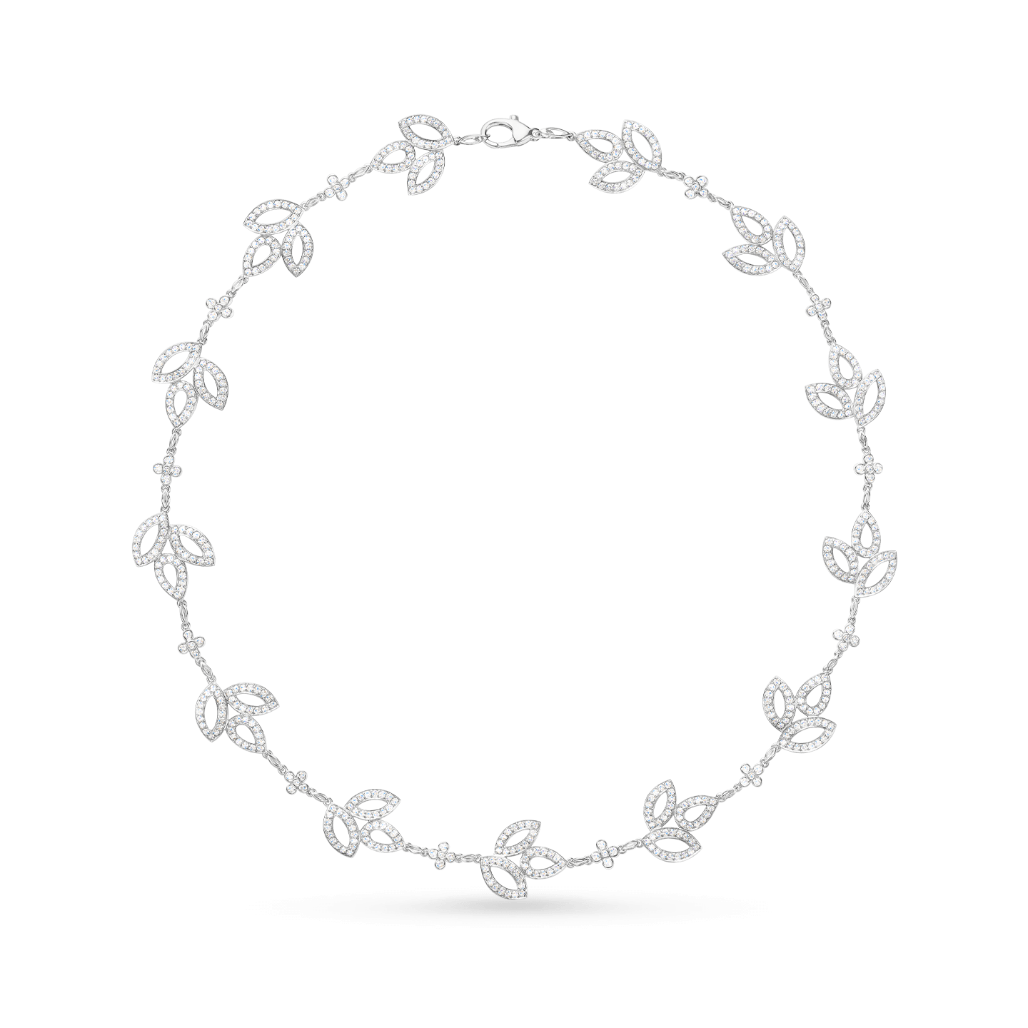Front view of the Lily Cluster Diamond Multi Motif Necklace, Small