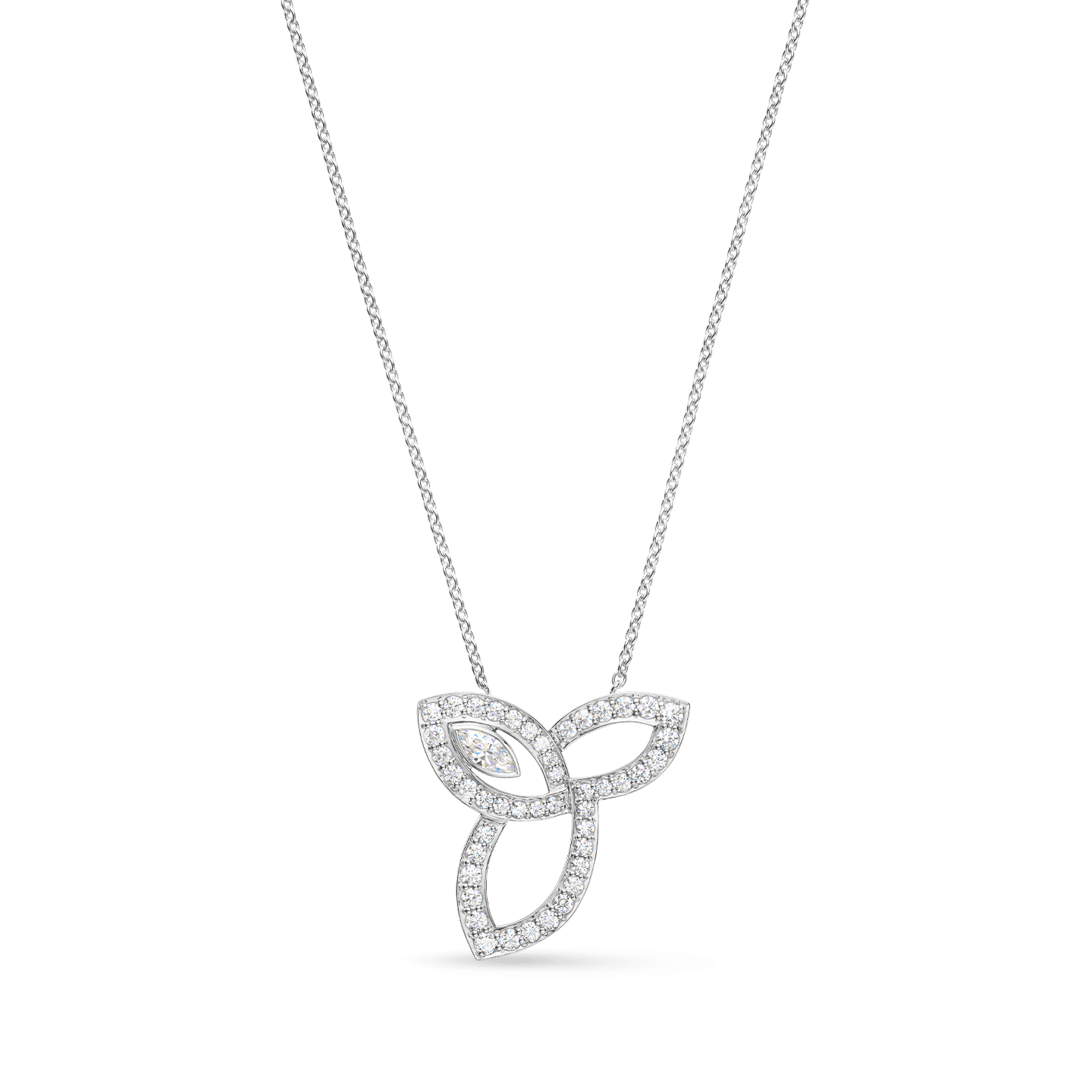 Lily Cluster Diamond Pendant, Large on a longer chain