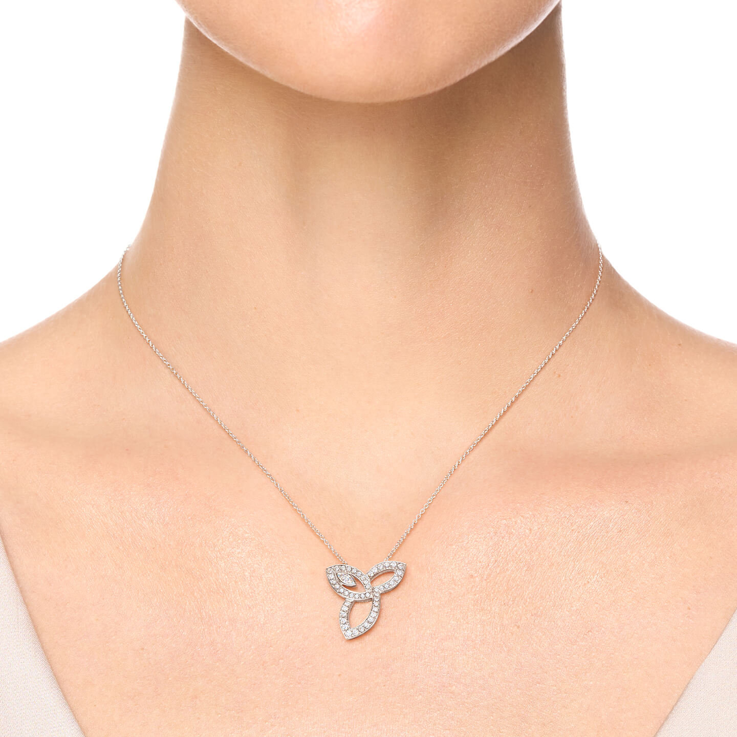 Lily Cluster Diamond Pendant, Large on a model