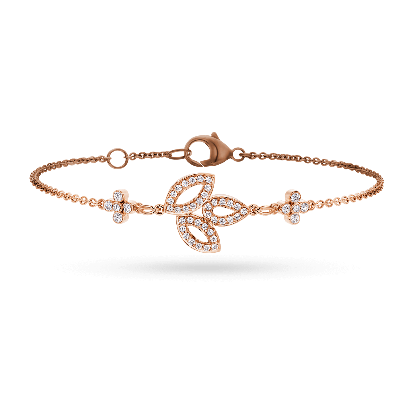 Vue de face de la Bracelet Lily Cluster en or rose et diamants 