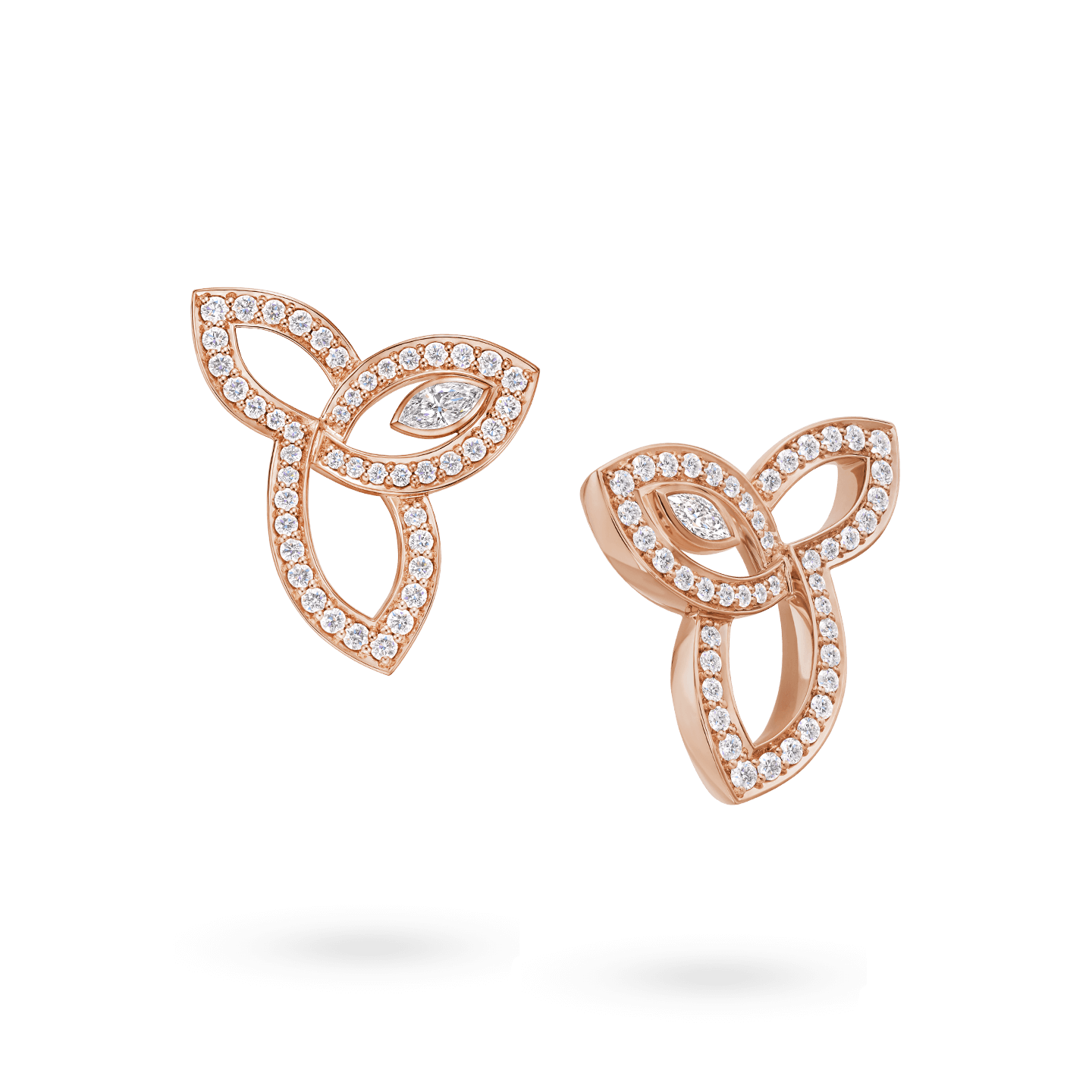 Lily Cluster系列玫瑰金鑽石耳環斜視圖