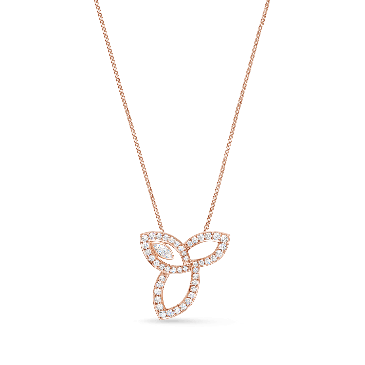 Lily Cluster Diamond Pendant, Large on a longer chain