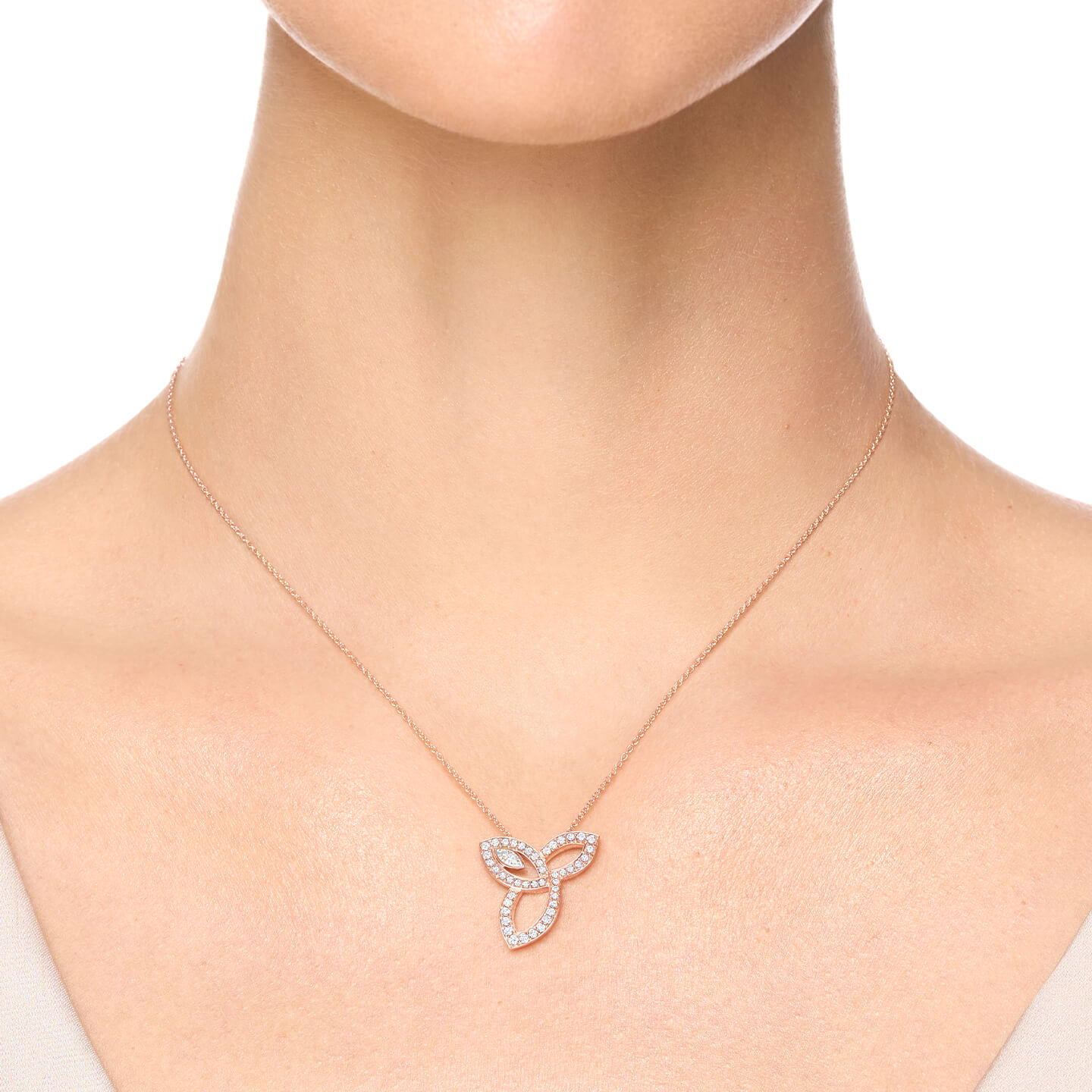 Lily Cluster Diamond Pendant, Large on a model
