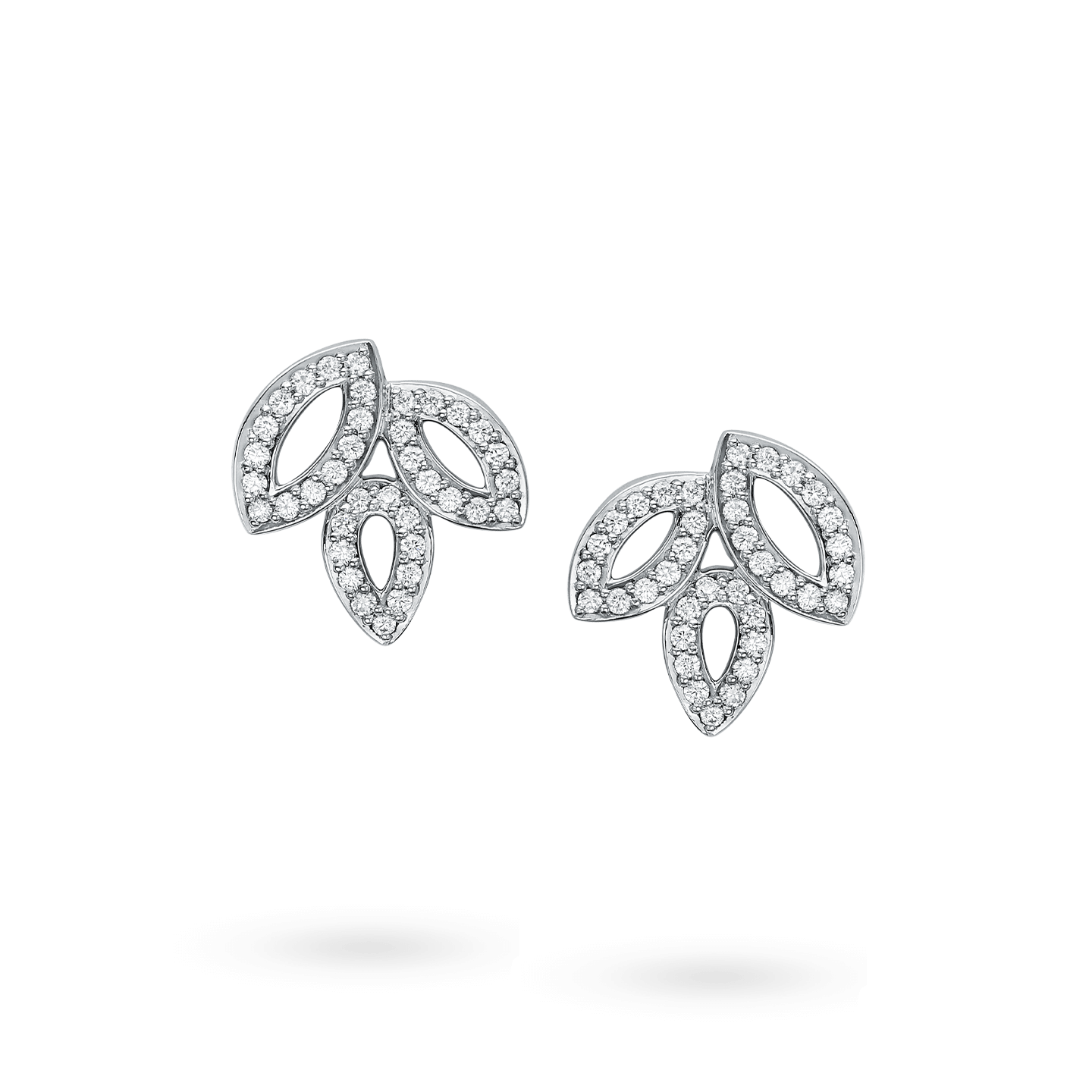 Front view of the Lily Cluster Small Platinum Diamond Earrings
