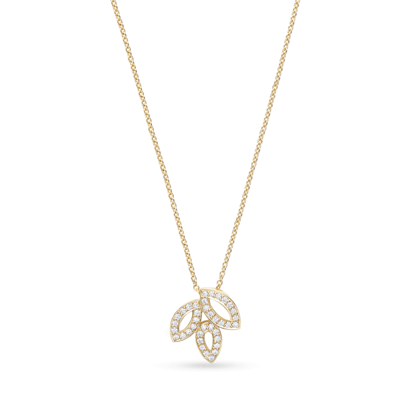 Lily Cluster Diamond Pendant, Small on a longer chain