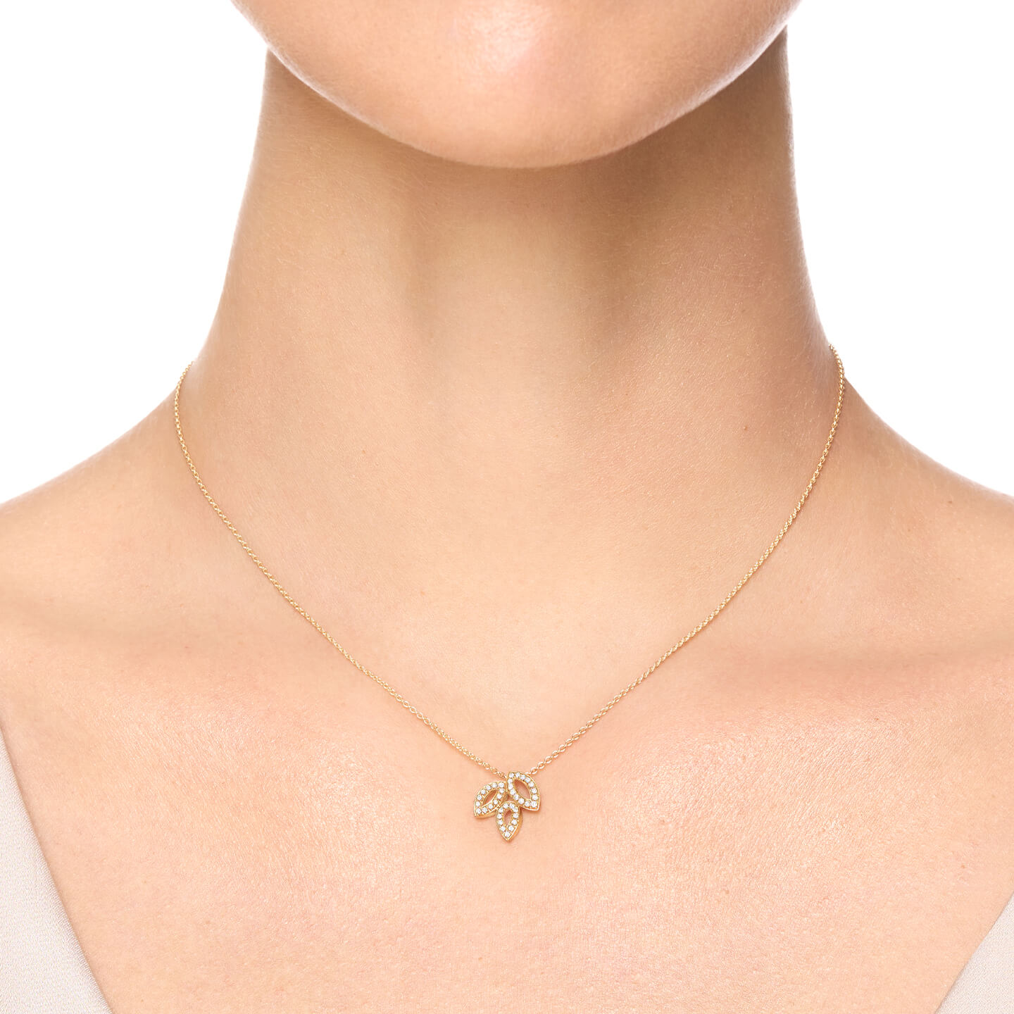 Lily Cluster Diamond Pendant, Small on a model