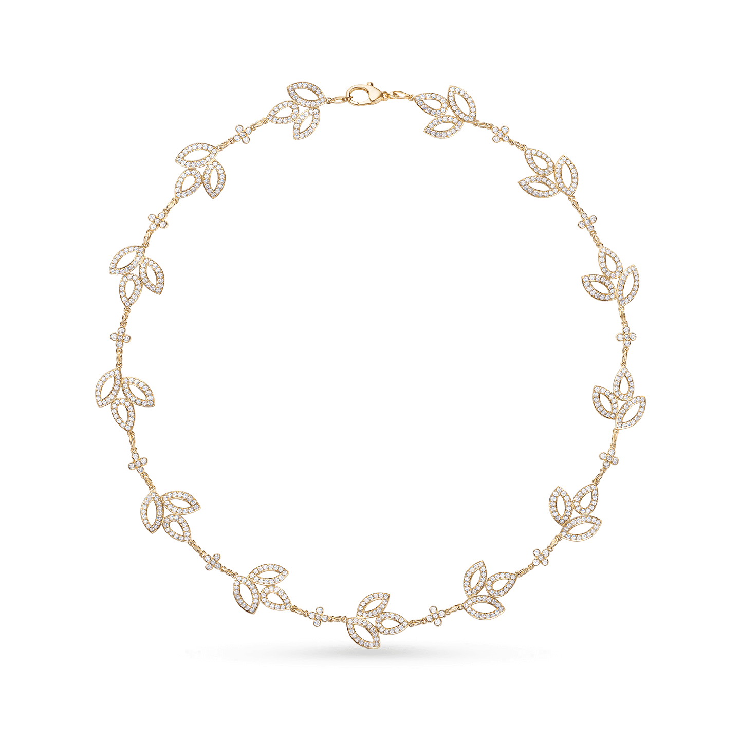 Front view of the Lily Cluster Diamond Multi Motif Necklace, Small