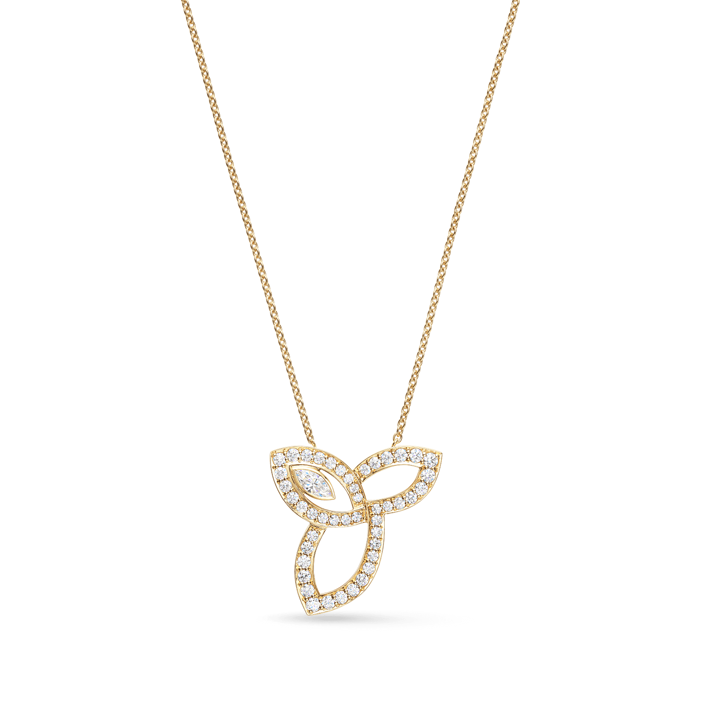 Lily Cluster Diamond Pendant, Large on a longer chain