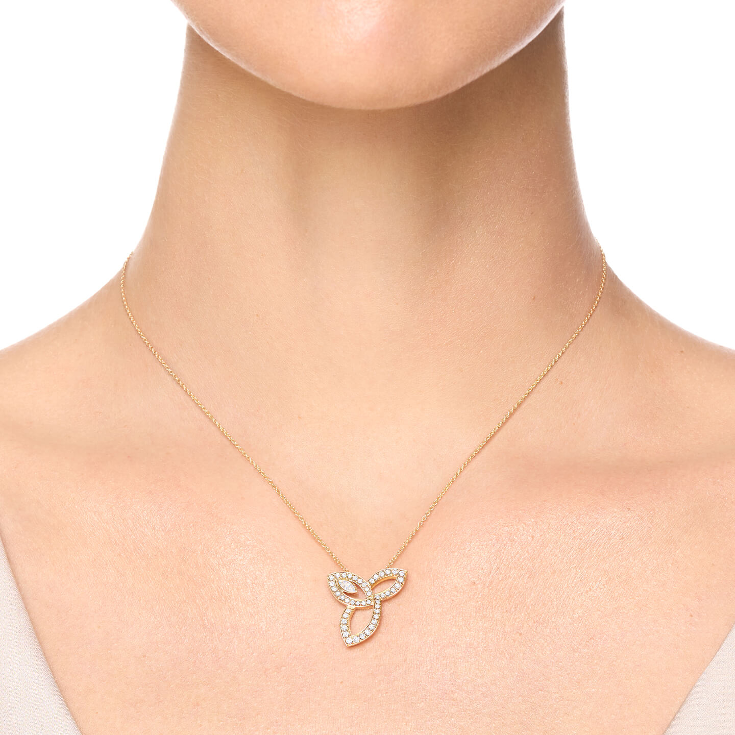 Lily Cluster Diamond Pendant, Large on a model