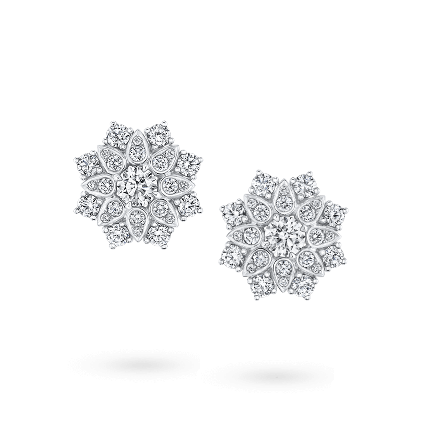 Front view of the Lotus Cluster Small Diamond Earrings