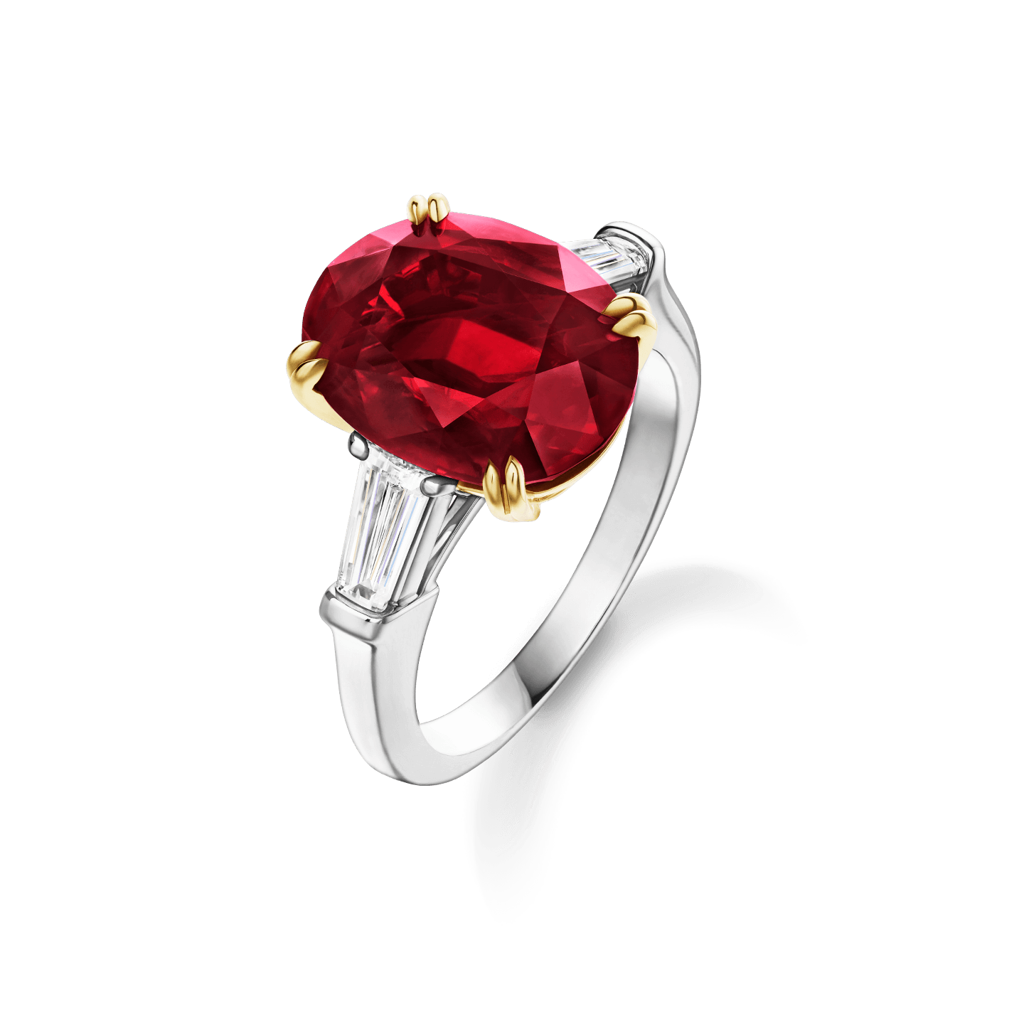Angled view of the Classic Winston Oval Ruby Ring