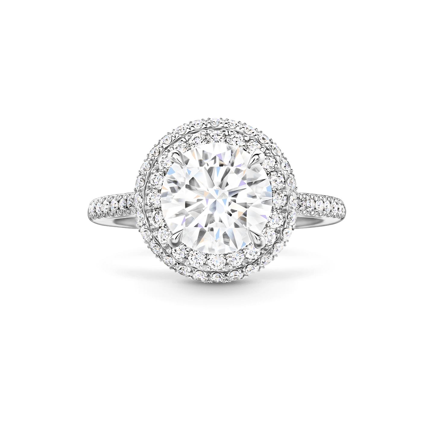 Front view of the The One Double Halo Micropavé Diamond Engagement Ring