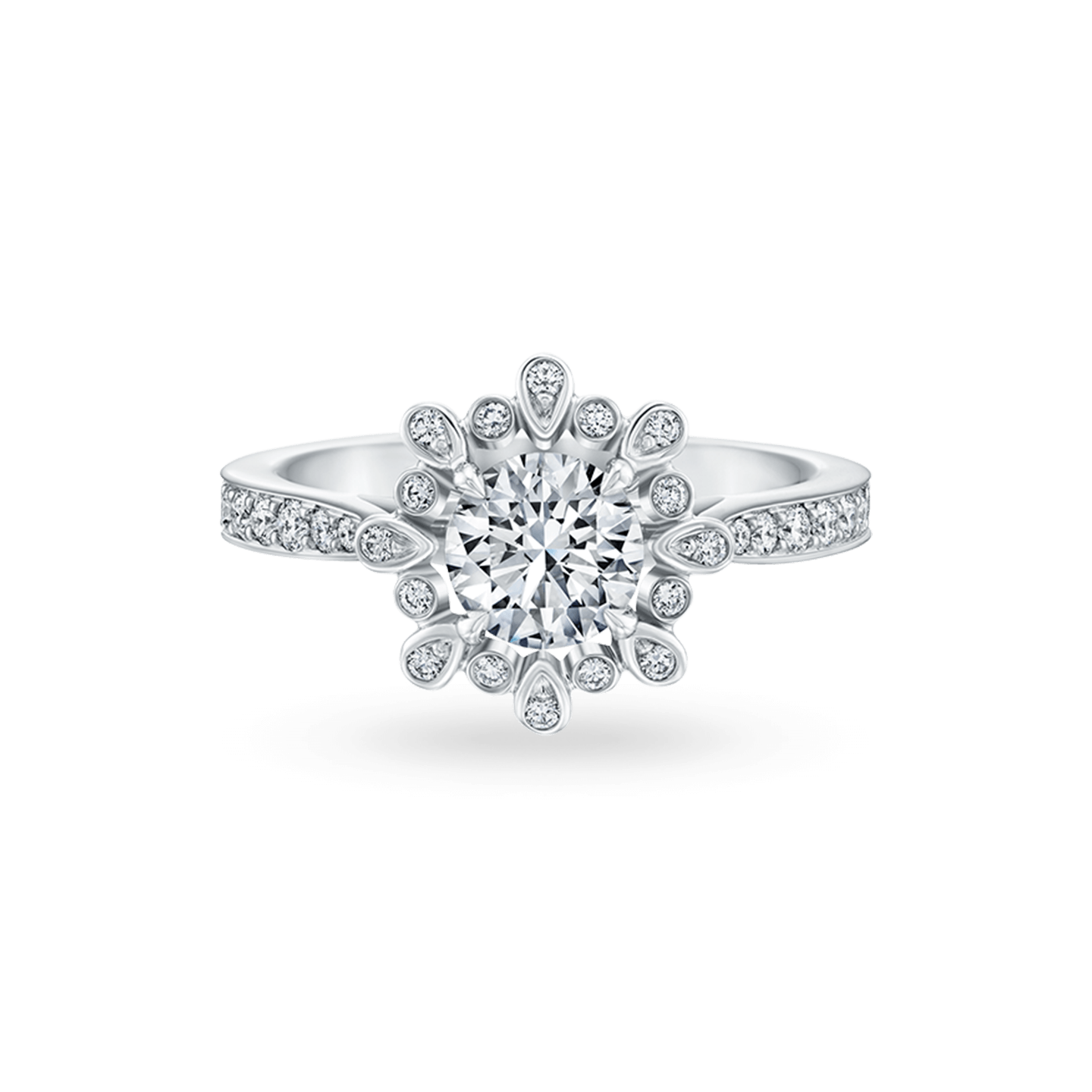 Vue de face de la Bague de fiançailles Winston Blossom en diamant