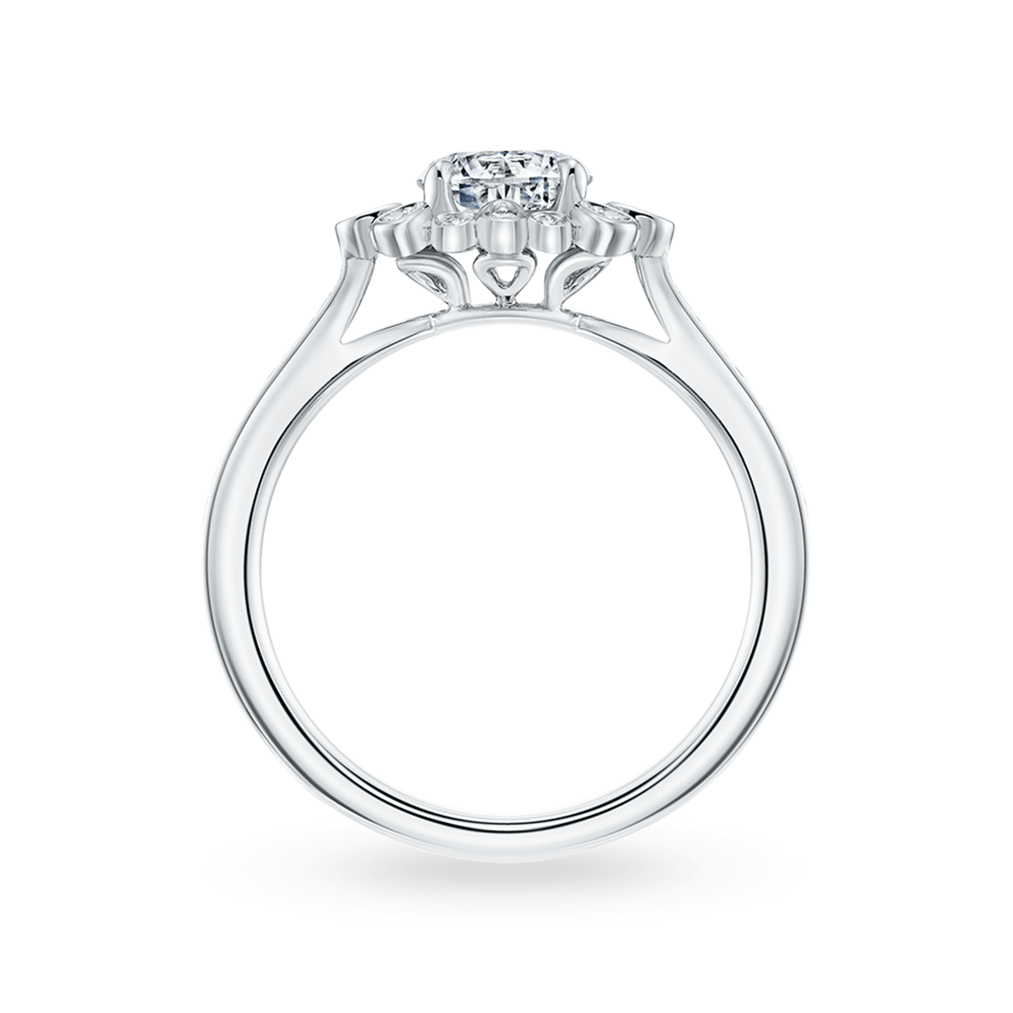 Vue latérale de la Bague de fiançailles Winston Blossom en diamant