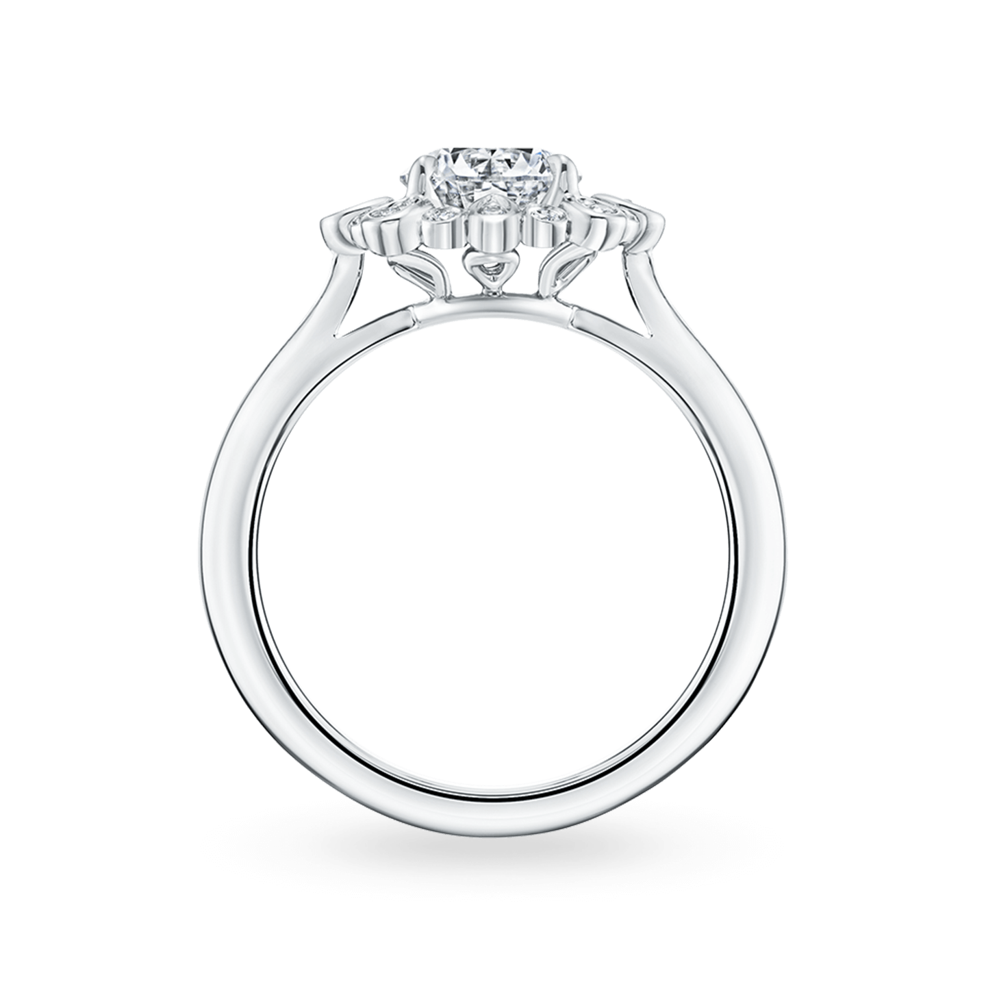 Vue latérale de la Bague de fiançailles Winston Blossom en diamant