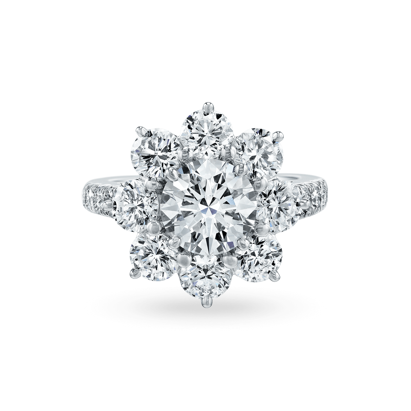 Vue de face de la Bague Sunflower en diamant, Large