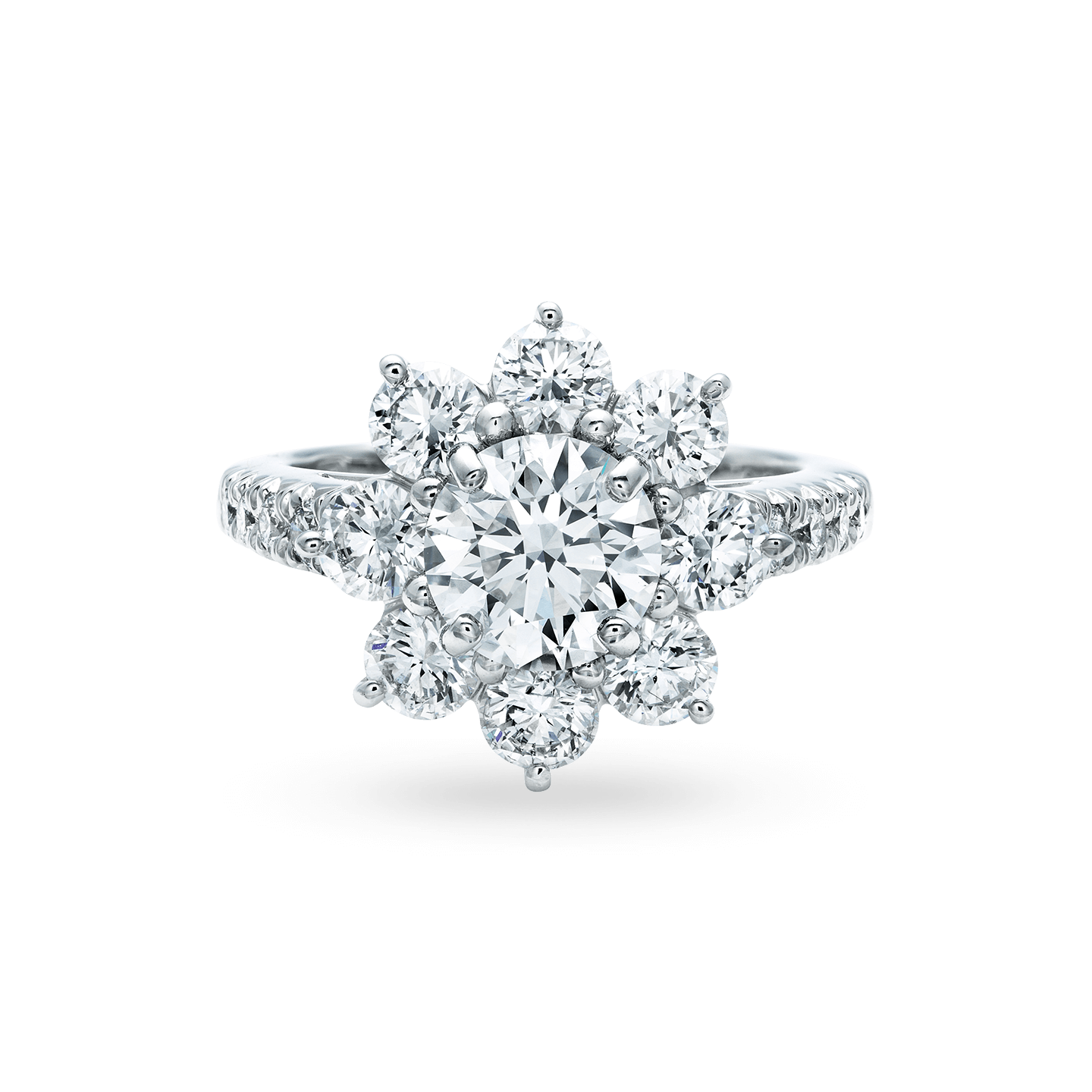 Vue de face de la Bague Sunflower en diamant, Medium