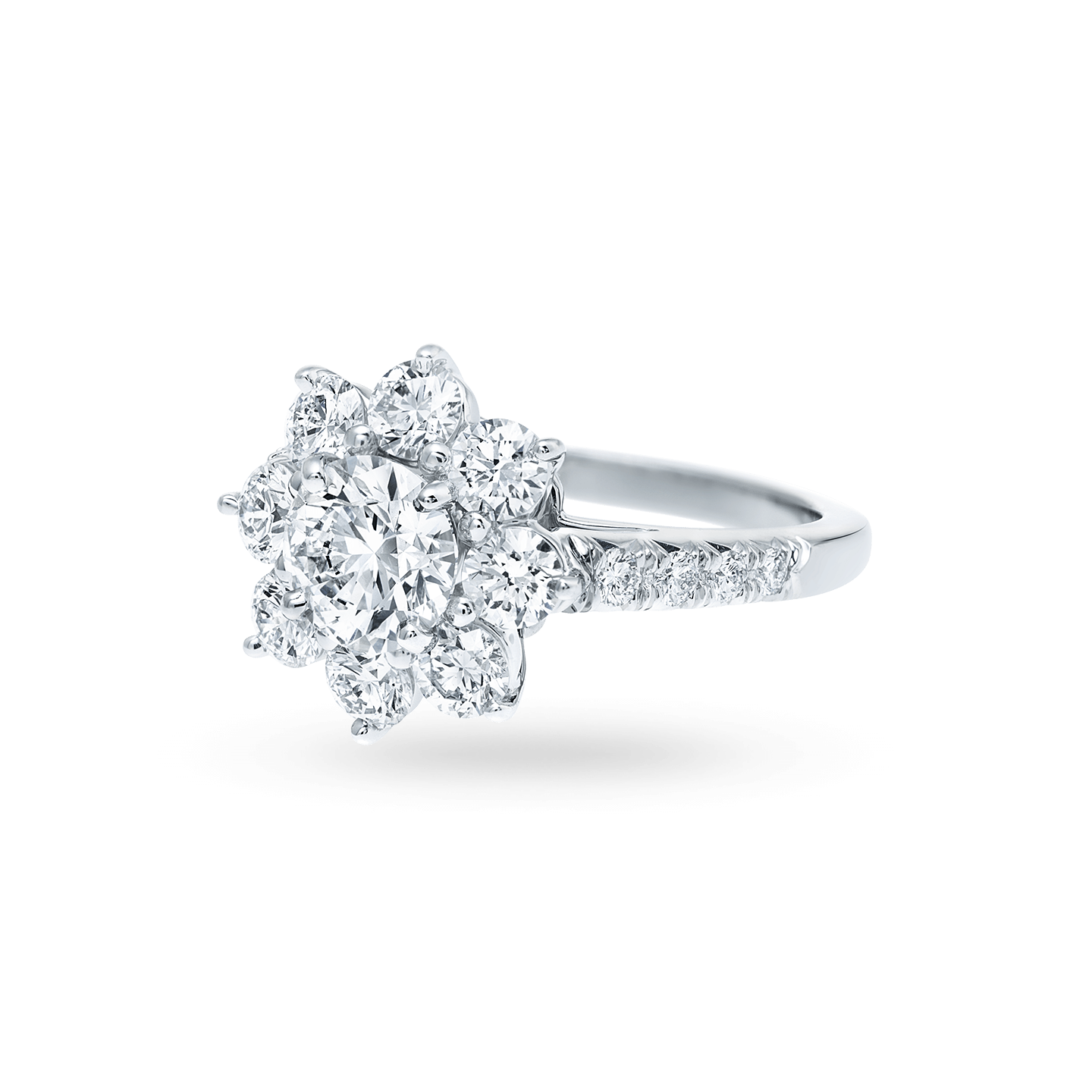 Vue en angle de la Bague Sunflower en diamant, Medium