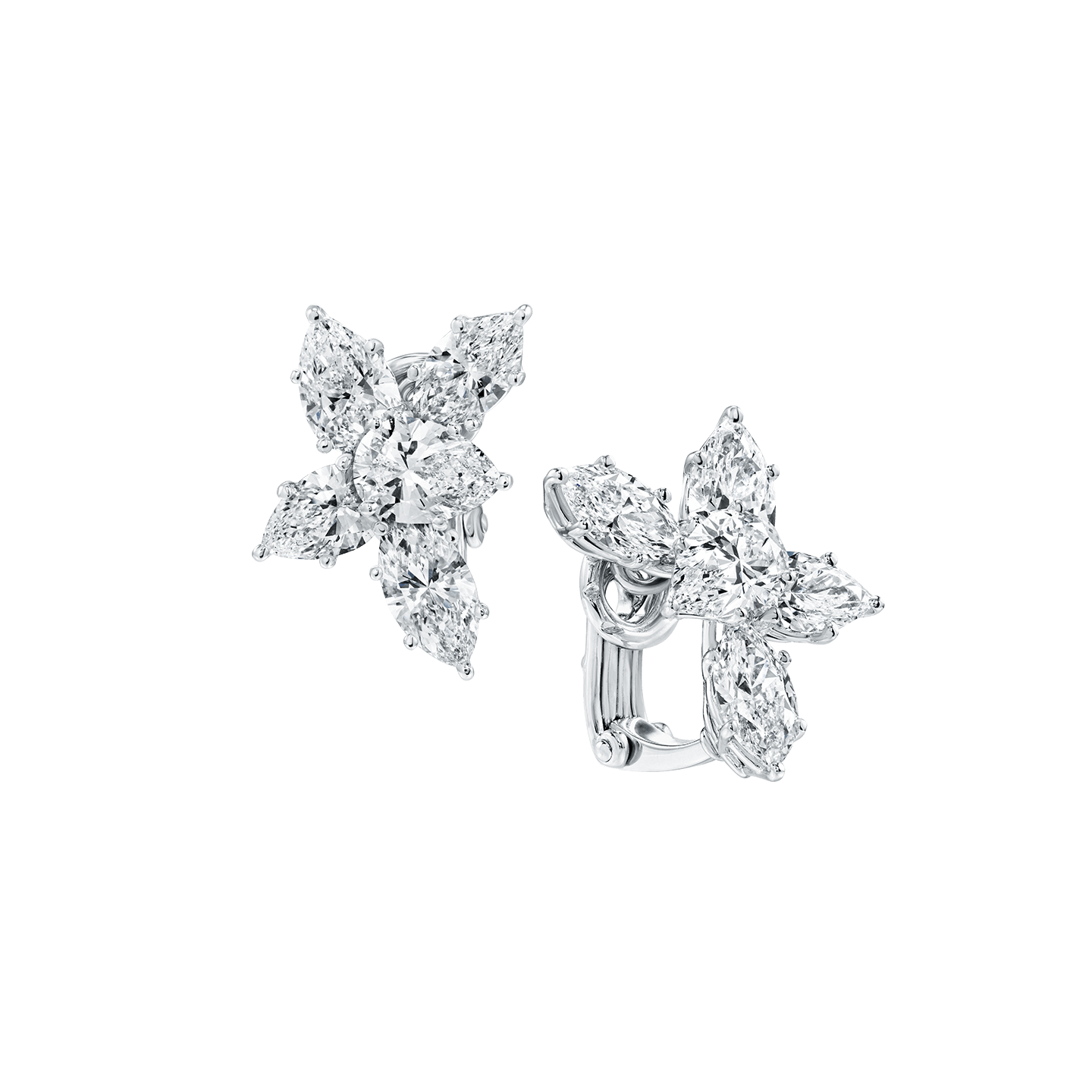 Vue en angle de la Boucles d'oreilles Winston Cluster en diamant, Extra Large