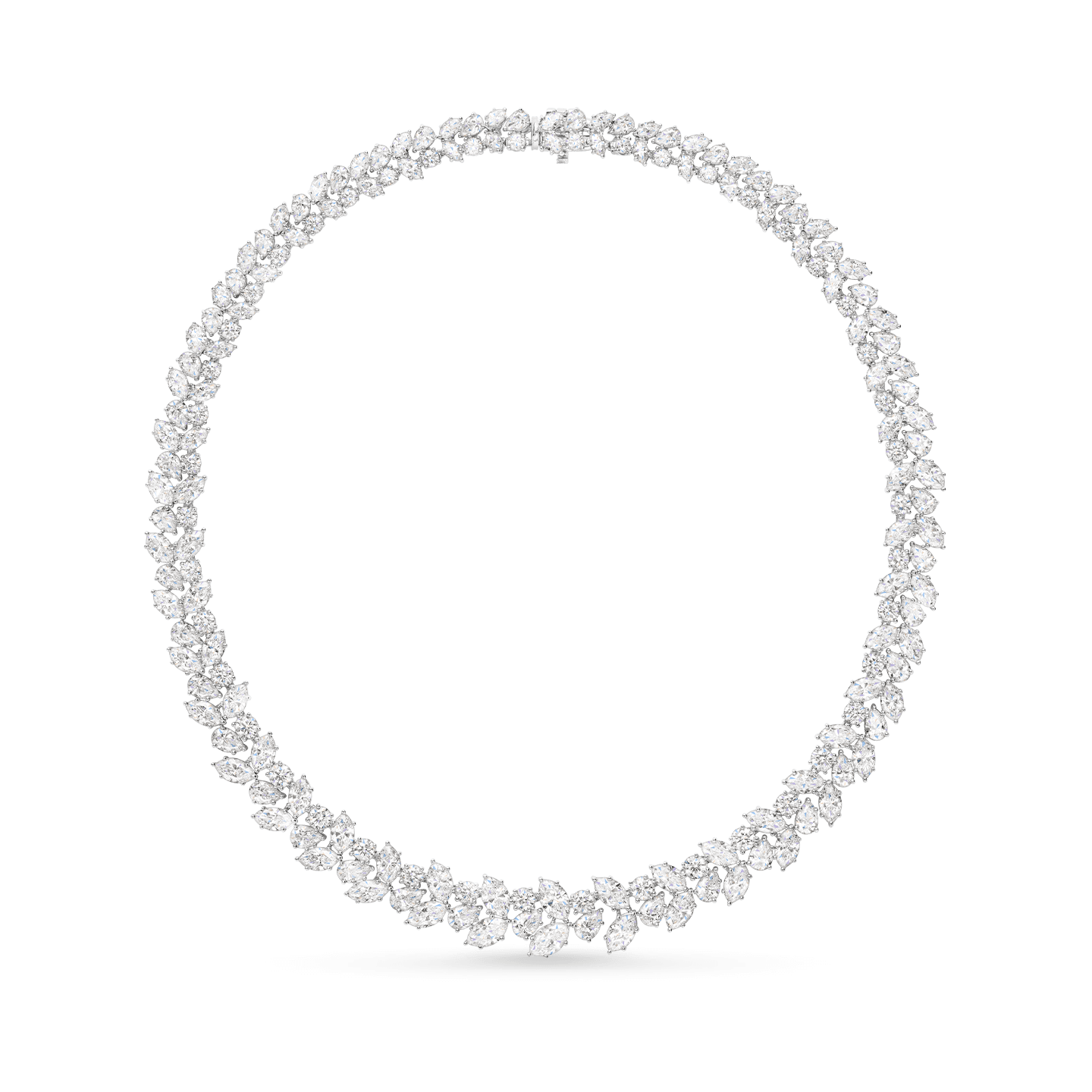Front view of the Winston Cluster Diamond Wreath Necklace
