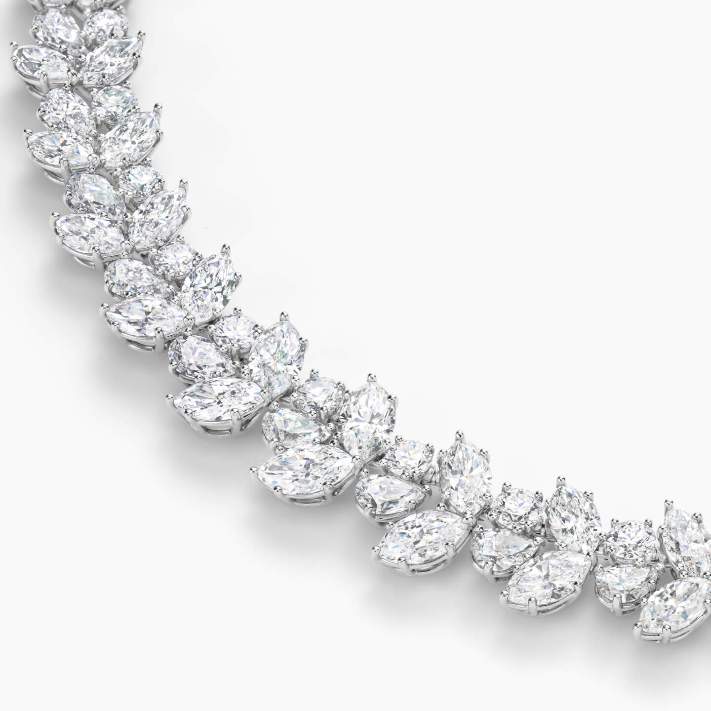 Close-up view of the Winston Cluster Diamond Wreath Necklace