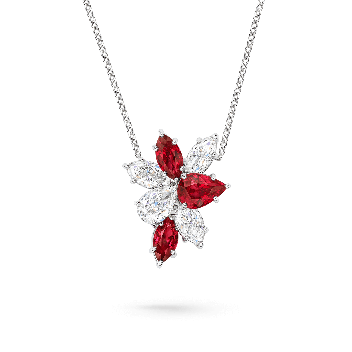 Winston Cluster Ruby and Diamond Pendant on a chain