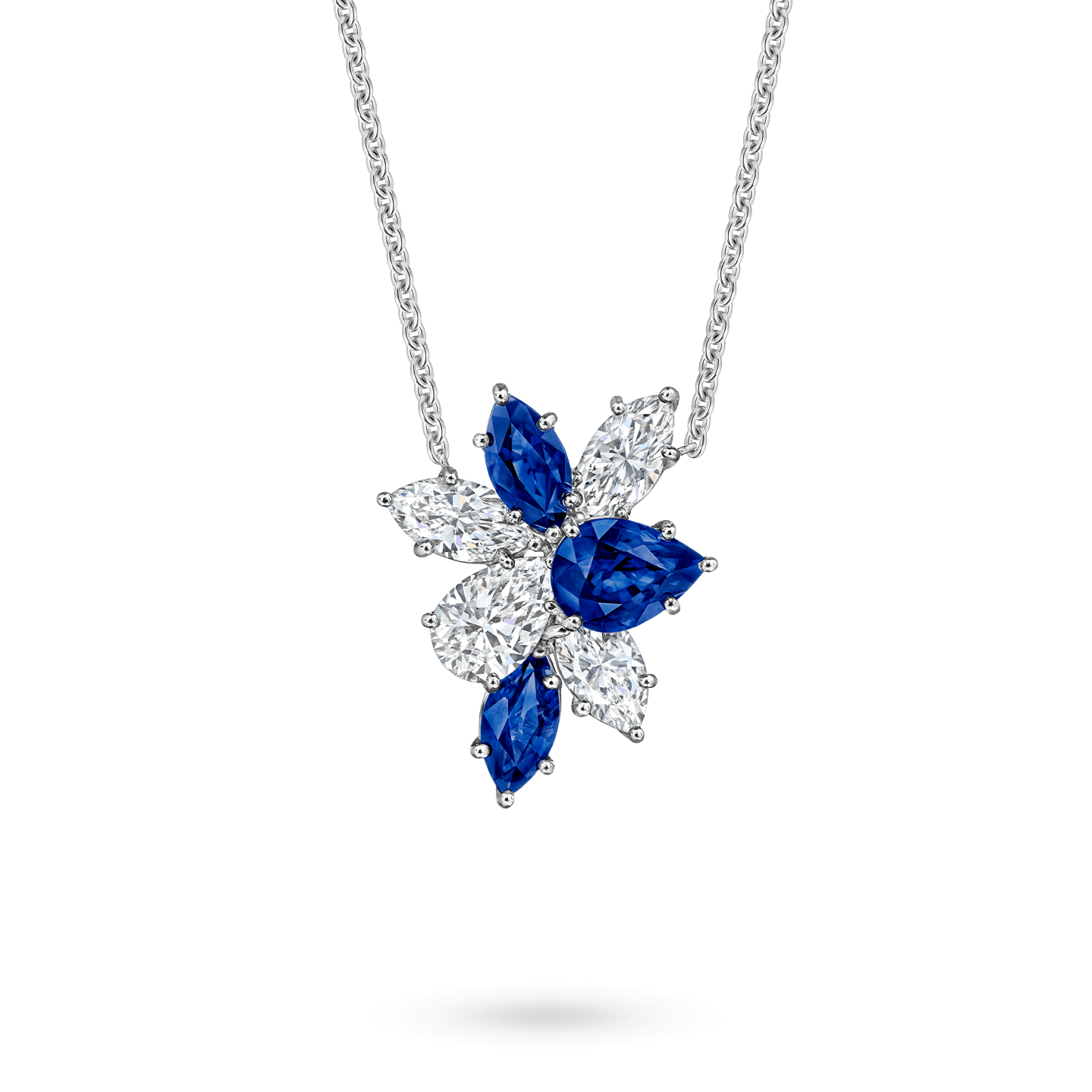 Winston Cluster Sapphire and Diamond Pendant on a chain
