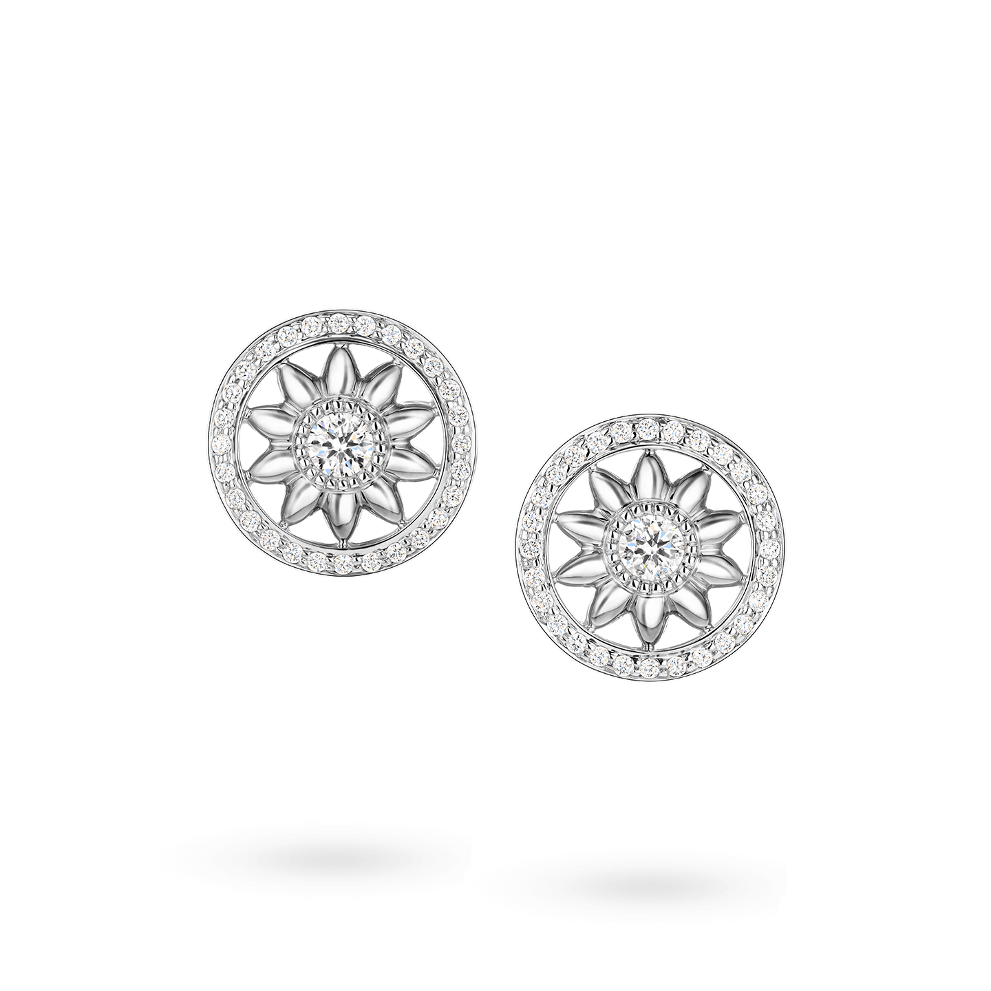 Front view of the Winston Gates Platinum Diamond Earrings